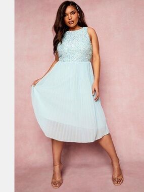 Boohoo sequined Top Pleated Midi Dress